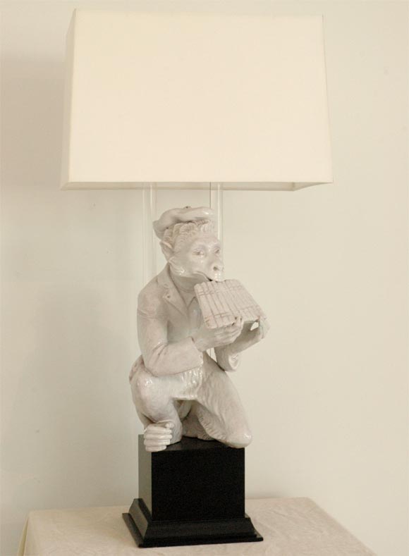 A Terra Cotta Monkey and Lucite Custom Lamp