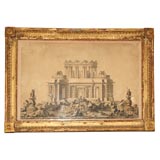 18th Century Italian Watercolor of a Fountain