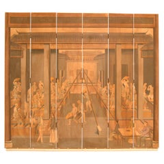 Vintage Six-panel Chinoiserie Screen