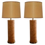 Pair of 70's Pieced Frogskin Lamps