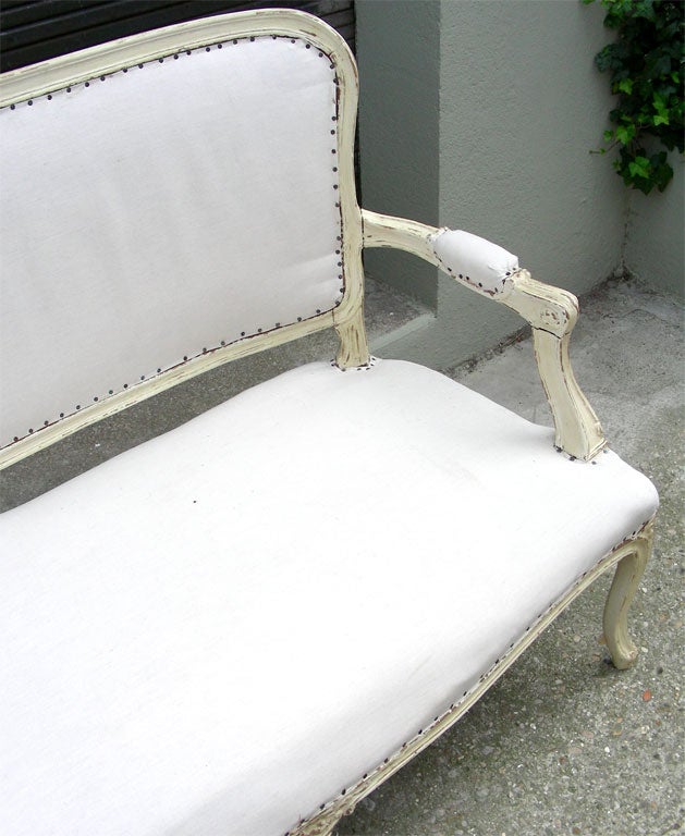 Louis XV Style White Beech Settee For Sale 1