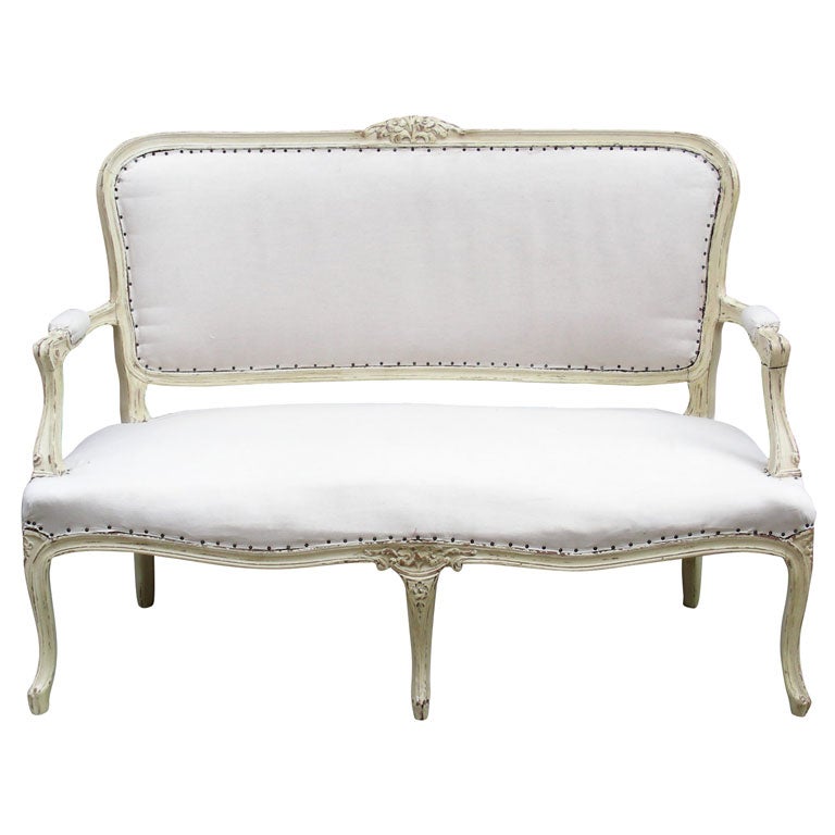 Louis XV Style White Beech Settee For Sale