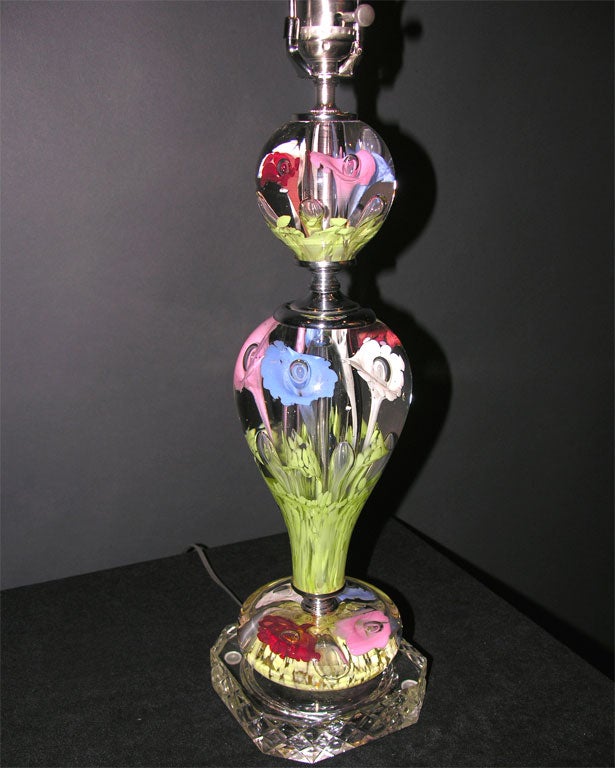 Mid-20th Century Pair of Millefleur glass lamps by 