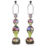 Pair of Millefleur glass lamps by "St. Clair"