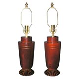Pair of mahogany table lamps