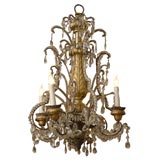 Gilded Wood and Crystal Chandelier