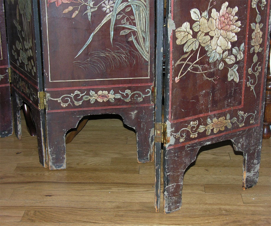 Lacquered Antique Chinese Floor Screen