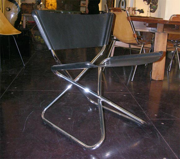 Zdown Leather and Chrome Folding Chair by Engelbrecht's