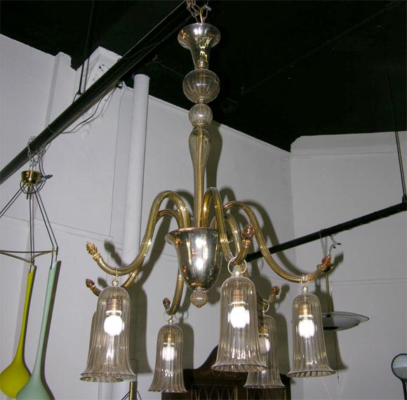 Blown Glass Venini Chandelier Made in Venice, 1930 For Sale