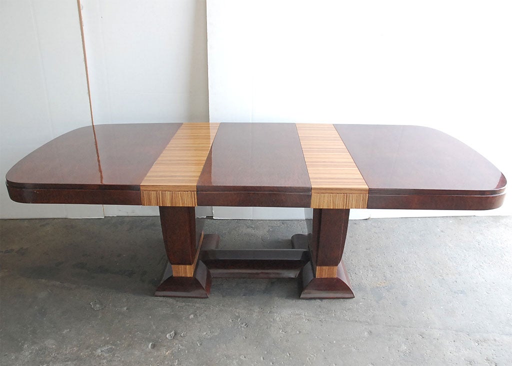 French Art Deco Dining Table with in the style of Ruhlmann For Sale