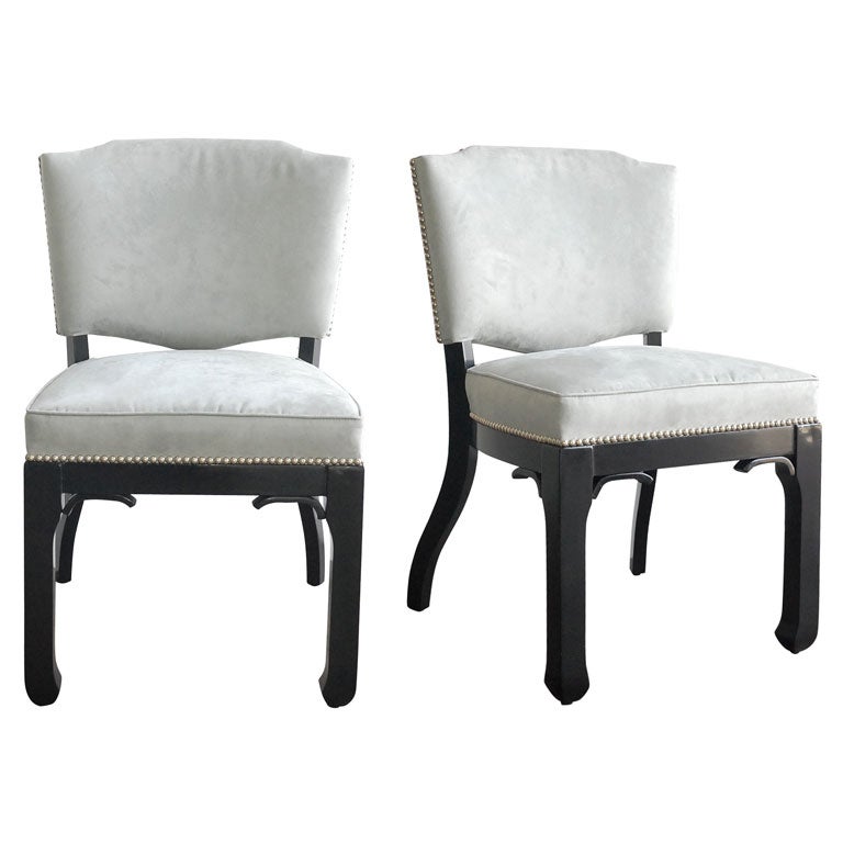 PAIR OF "CHINESE-MODERN" SIDE CHAIRS by JAMES MONT For Sale