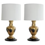 Pair of Brass and Horn Table Lamps