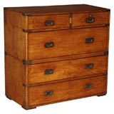 Victorian Brass Mounted Mahogany English Campaign Chest-