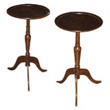 Pair of Diminutive Mahogany Candlestands/Chair-side Tables-