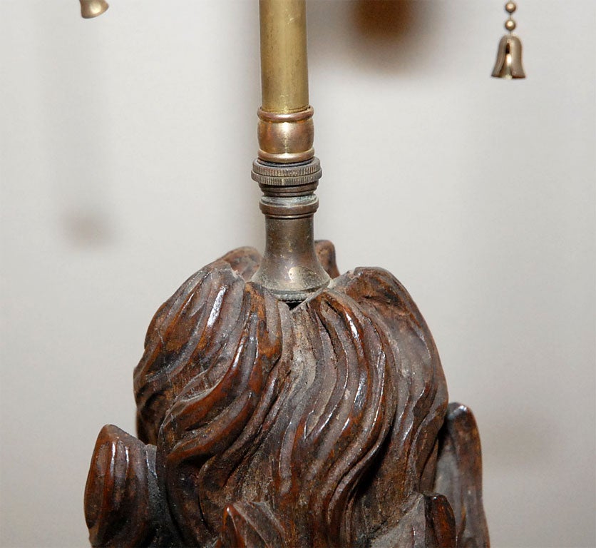 Pair of Carved Wood Flame-Form Finials