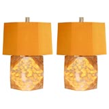 Pair of Acrylic Cubed Table Lamps