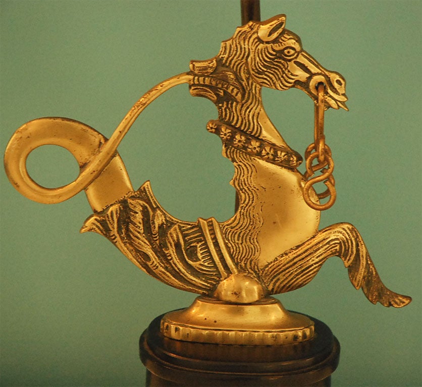 Pair of Brass Seahorse Lamps 2