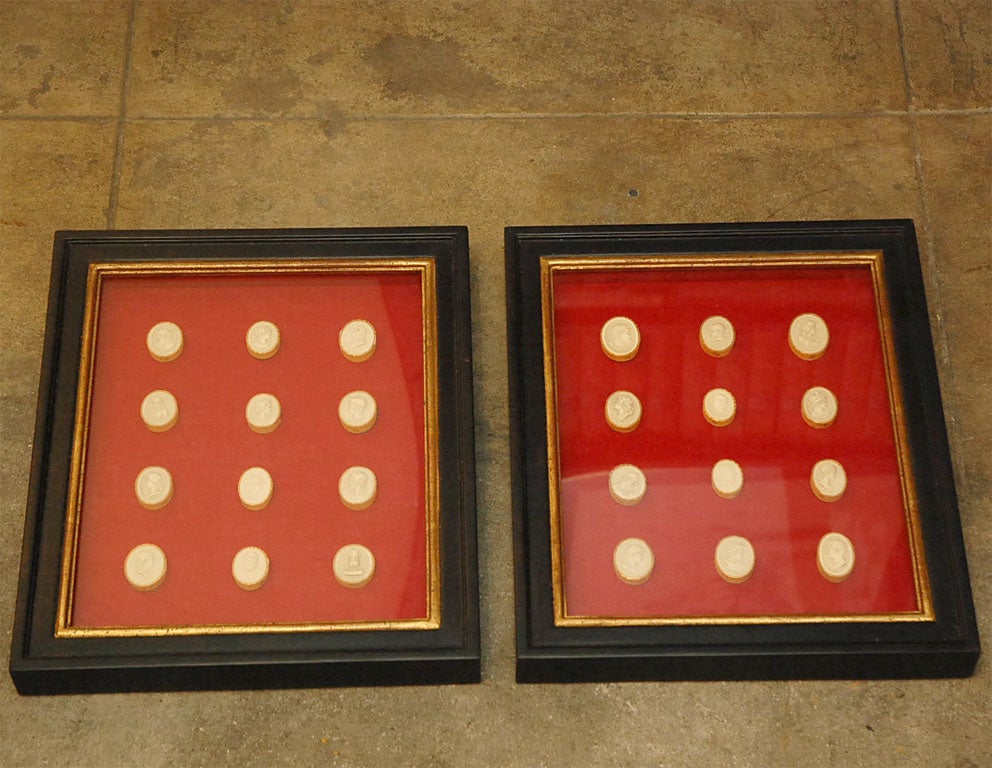 Framed set of 19th century cameos, part of a collection