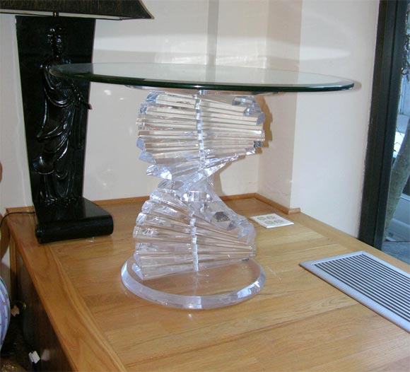Pair of lucite base side tables
