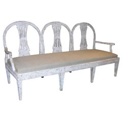 Antique 18th Century Swedish Gustavian Bench with Original Paint