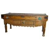 Antique French 19th Century Butchers Block with Drawer