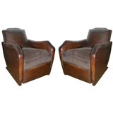 #3742 Pair of Leather Club Chairs
