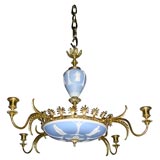 Wedgewood and gilt bronze four light chandelier.