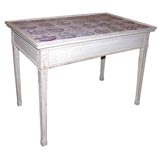 Danish Center Table with Inset Delft Plaques