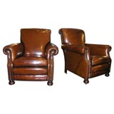 Pair of Victorian Leather Club Chairs