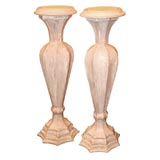 A PAIR OF VENETIAN PEDESTALS, DISTRESSED, PAINTED FINISH