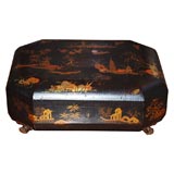 Chinese-Export Black and Gilt Lacquered Games Box