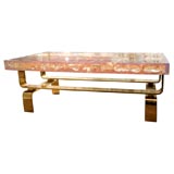 french lucite coffee table top by Pierre Giraudon w/brass base