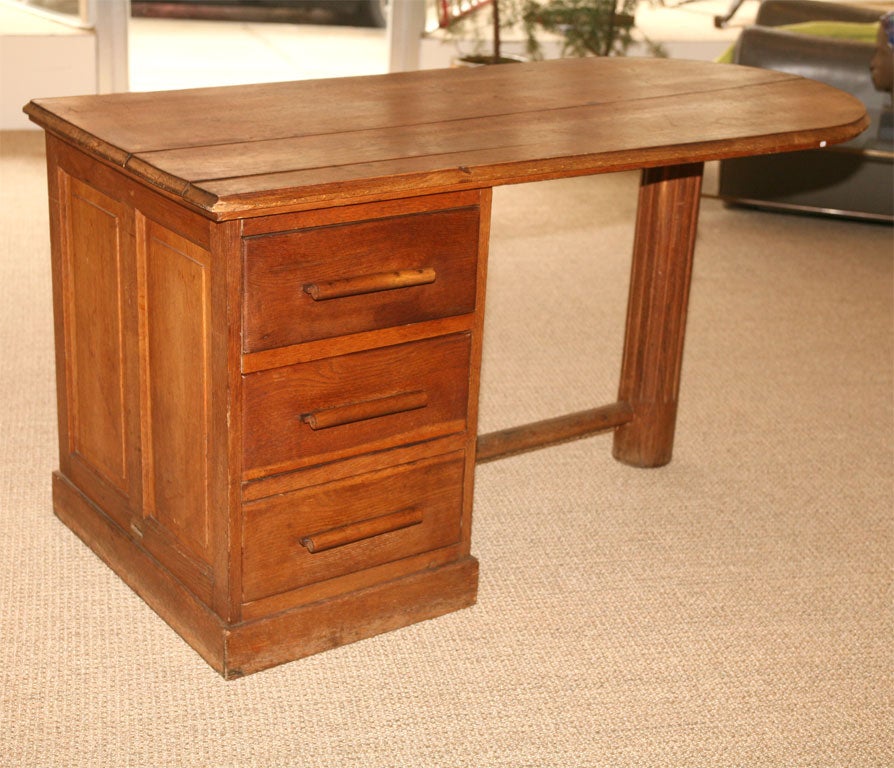 Mid-20th Century An Oak Pedestal Desk For Sale