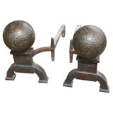 Antique Cannonball Andirons