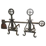 Antique Unique Hand Forged Iron Andirons