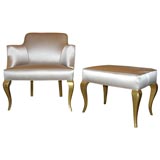 1940s Gilded Chair with Matching Ottoman/bench