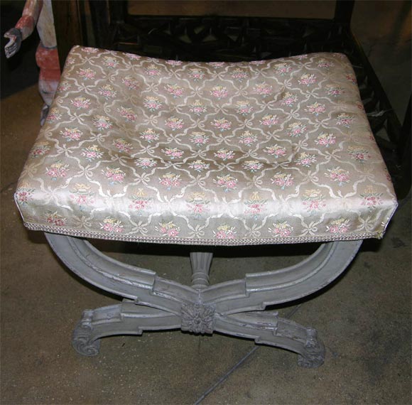 Upholstery Antique Swedish Louis XVI Foot stool.