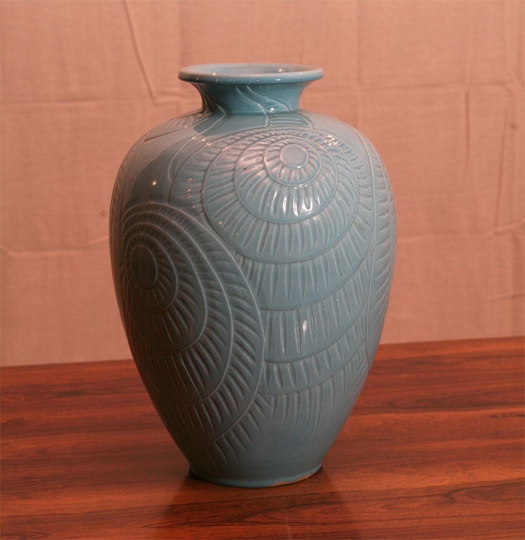 Large Danish Modern Ceramic Vase by Knabstrup For Sale at 1stDibs