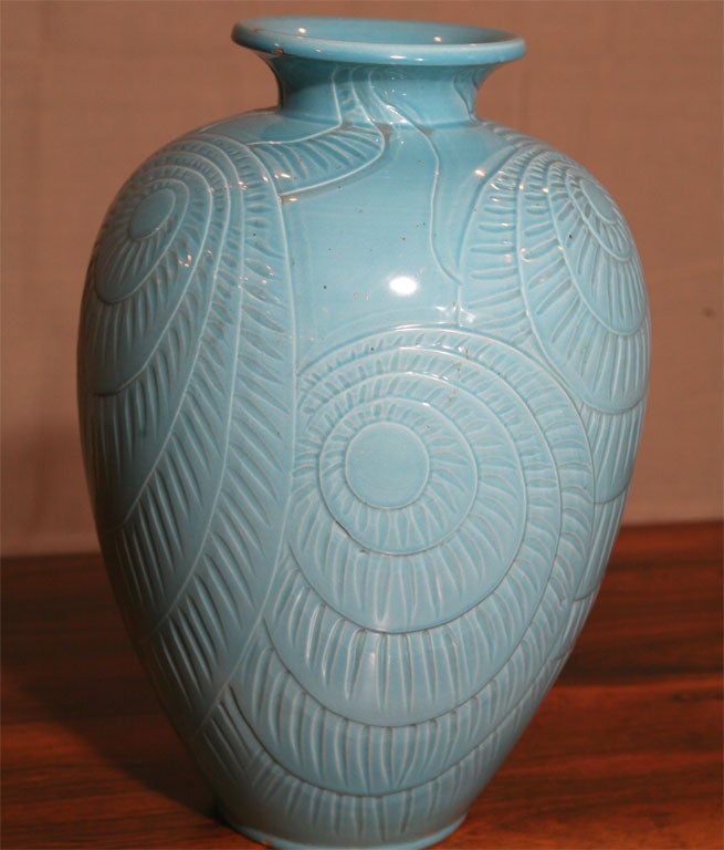 Large Danish Modern Ceramic Vase by Knabstrup For Sale at 1stdibs