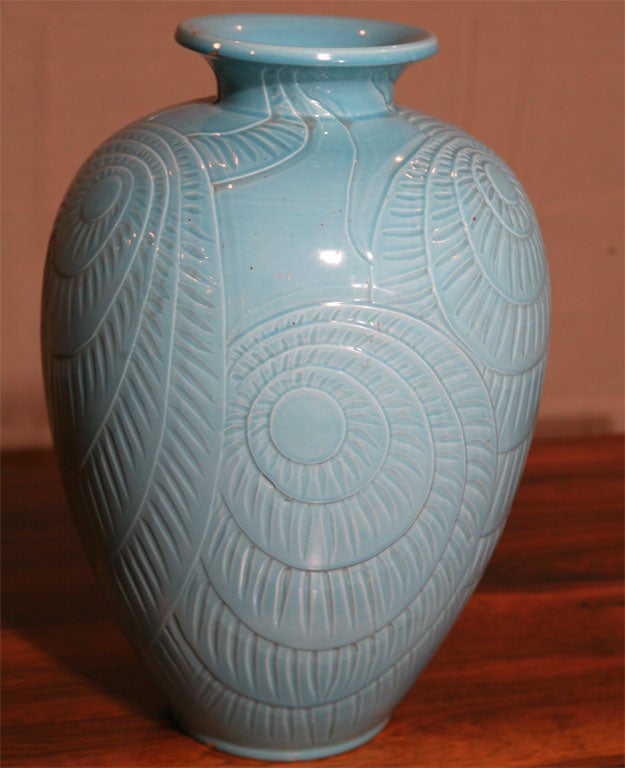 Large Danish Modern Ceramic Vase by Knabstrup For Sale at 1stdibs