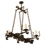 19th C. Spanish Iron 4-Lite Chained Chandelier (GMD#2079)