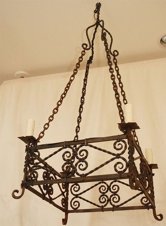19th Century Spanish Iron 4-Lite Chandelier (GMD#2066) For Sale