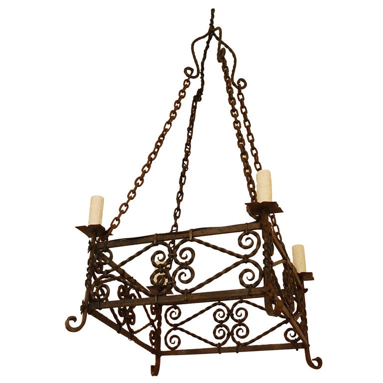 Spanish Iron 4-Lite Chandelier (GMD#2066) For Sale