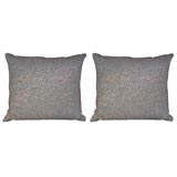 Paira of Emerald Green Metallic Pillows