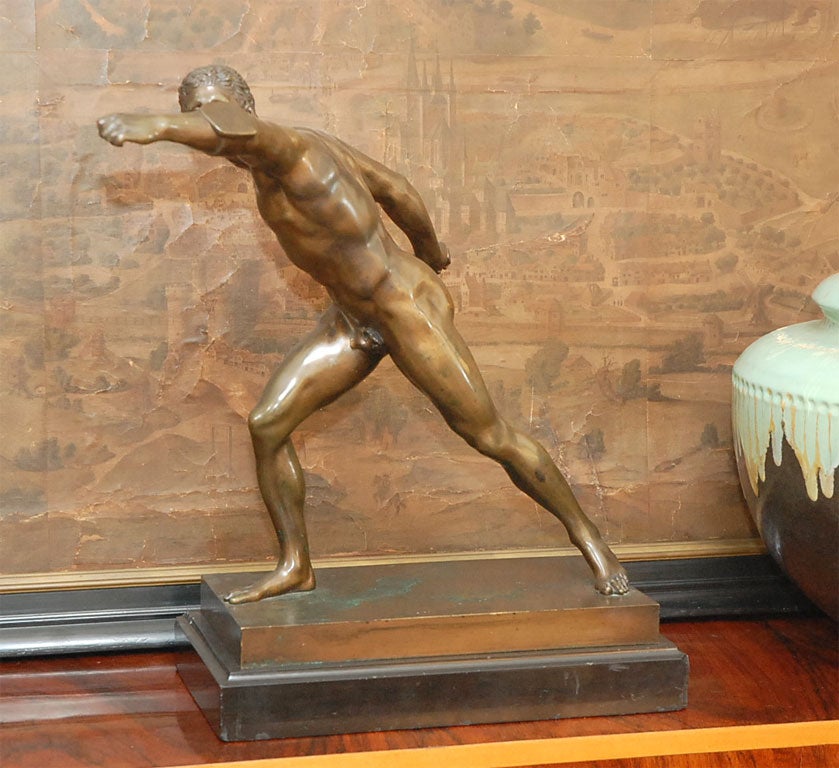 French Bronze Borghese Gladiator, circa 1880 In Good Condition In Los Angeles, CA