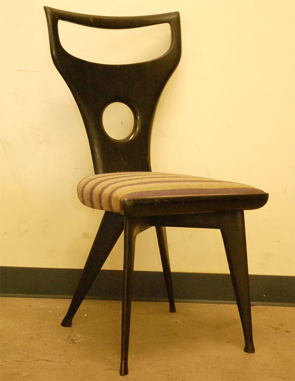 Ico Parisi Ebonized Wood Chair w/upholstered seat