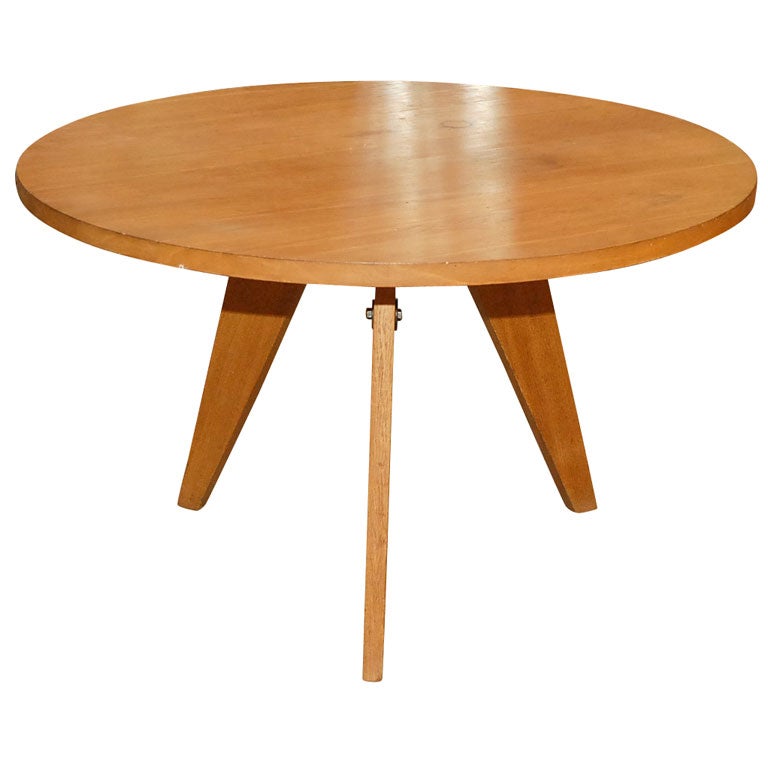 Jean Prouve Round Wooden Gueridon