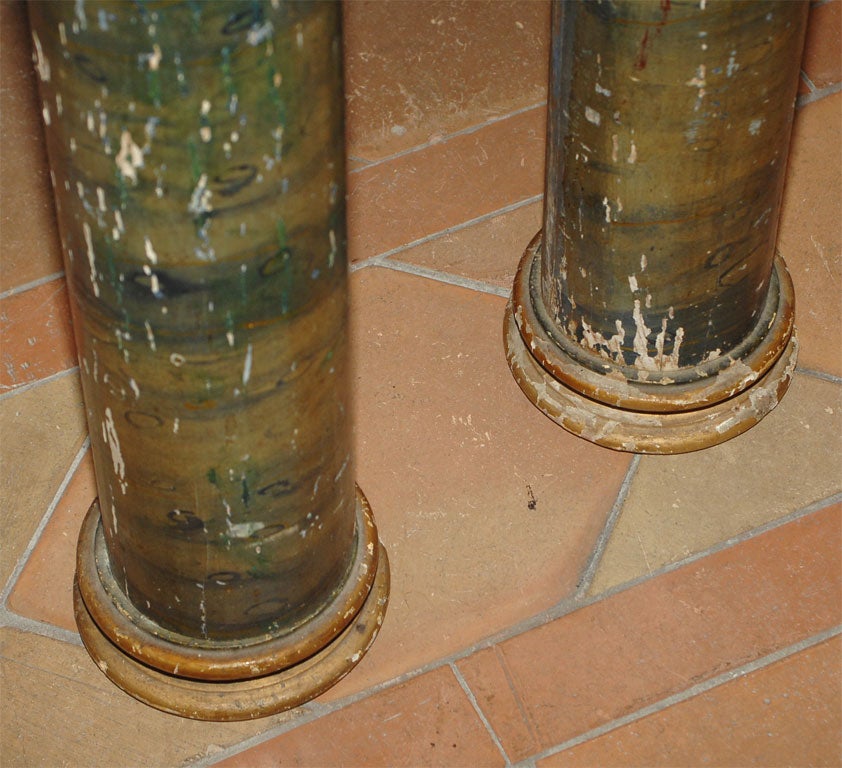 Giltwood Pair of Faux Marble Painted Columns