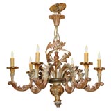 Venetian Rococo Style Polychrome Decorated Six Light Chandelier