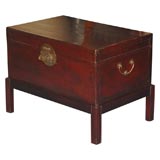 Chinese Red Lacquered Pigskin Trunk